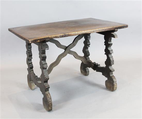 A late 17th century Spanish walnut table, W.3ft 7in. D.2ft 3in. H.2ft 6in.